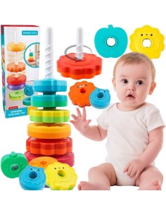 Drehender Turm – Farbige Pyramide WOOPIE – Lernspielzeug für Kinder