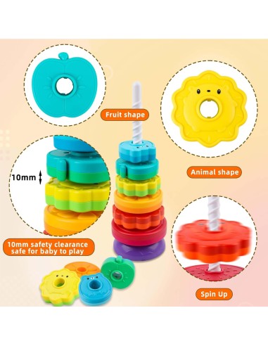 Zakręcona Wieża Piramida Kolorowa WOOPIE-Edukacyjna Zabawka dla Dzieci