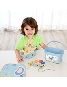 TOOKY TOY Drewniany Zestaw Morskich Zabawek Wieża Balansująca Łowienie Ryb Figurki 23 Elementy 2