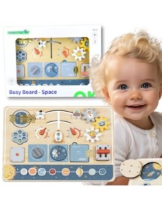 TOOKY TOY Drewniana Tablica Edukacyjna Montessori Astronauta Statek Kosmiczny