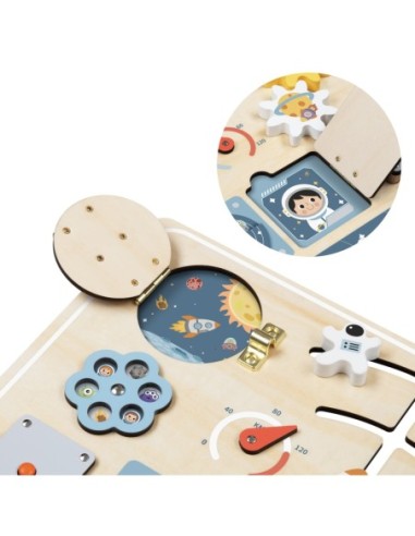 TOOKY TOY Drewniana Tablica Edukacyjna Montessori Astronauta Statek Kosmiczny