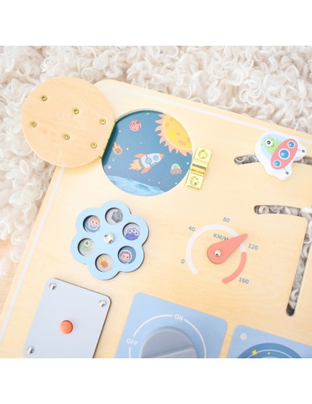 TOOKY TOY Drewniana Tablica Edukacyjna Montessori Astronauta Statek Kosmiczny
