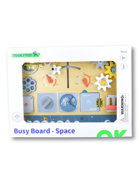 TOOKY TOY Drewniana Tablica Edukacyjna Montessori Astronauta Statek Kosmiczny