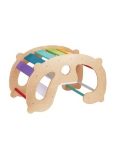 WOOPIE GREEN Drewniany Tęczowy Bujak i Mostek 2w1 Montessori 2