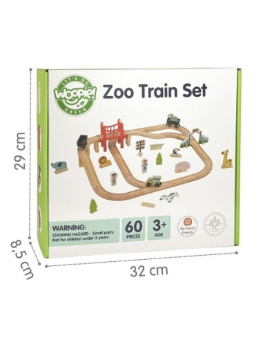 WOOPIE GREEN Drewniana Kolejka Zoo Zestaw 60 Elementów