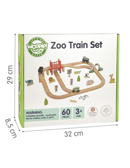 WOOPIE GREEN Drewniana Kolejka Zoo Zestaw 60 Elementów
