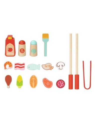 TOOKY TOY Drewniany Zestaw do Grillowania Tablica Edukacyjna