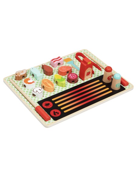TOOKY TOY Drewniany Zestaw do Grillowania Tablica Edukacyjna