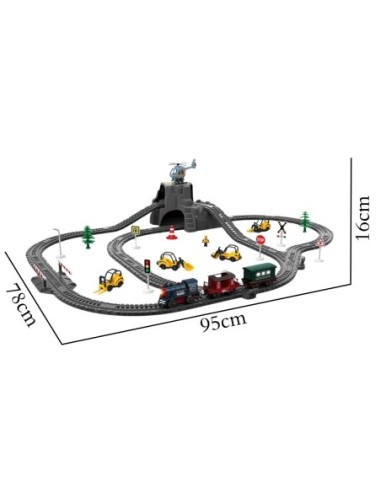 WOOPIE Elektryczna Kolejka Retro Lokomotywa elektryczna + 2 Wagony – Zestaw 76 elementów