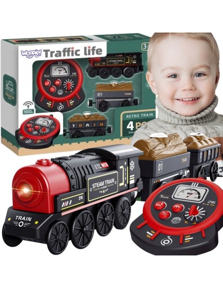 OOPIE Kolejka Retro Zdalnie Sterowana Lokomotywa Wagony 4el.