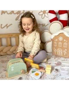 WOOPIE GREEN Drewniany Toster Zestaw Śniadaniowy z Akcesoriami 2