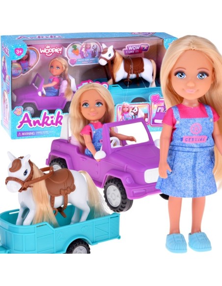 WOOPIE ROYAL Lalka Niki Zestaw z Koniem Samochodem i Przyczepą