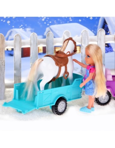 WOOPIE ROYAL Lalka Niki Zestaw z Koniem Samochodem i Przyczepą