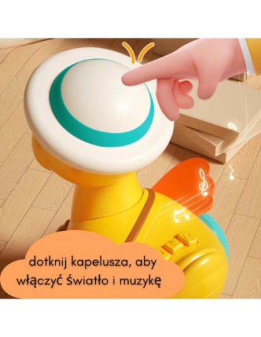 WOOPIE BABY Żółta Kaczuszka z Różowym Króliczkiem w Przyczepce do Ciągnięcia