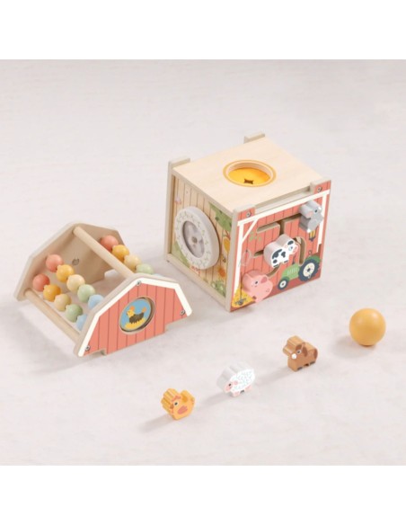 TOOKY TOY Drewniana Stodoła Aktywności Sorter Liczydło Montessori