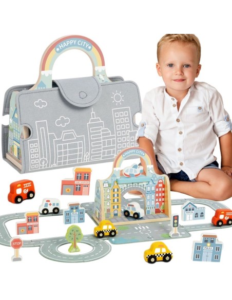 TOOKY TOY Mini Miasto Przenośny Zestaw Torba Samochody