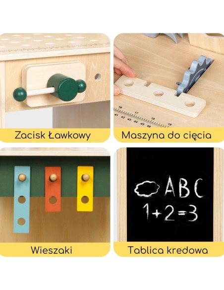 WOOPIE GREEN Drewniany Warsztat STEM Zestaw z Narzędziami