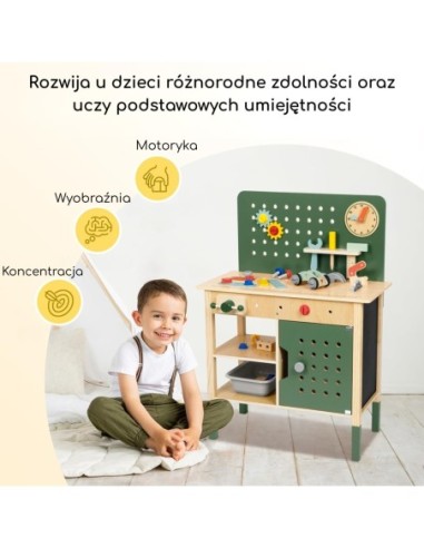 WOOPIE GREEN Drewniany Warsztat STEM Zestaw z Narzędziami