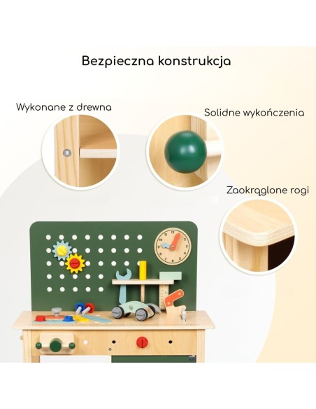 WOOPIE GREEN Drewniany Warsztat STEM Zestaw z Narzędziami