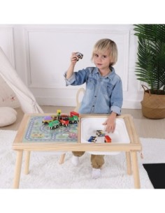 WOOPIE GREEN Drewniany Stolik Aktywności Talica Kredowa Pojemniki 2