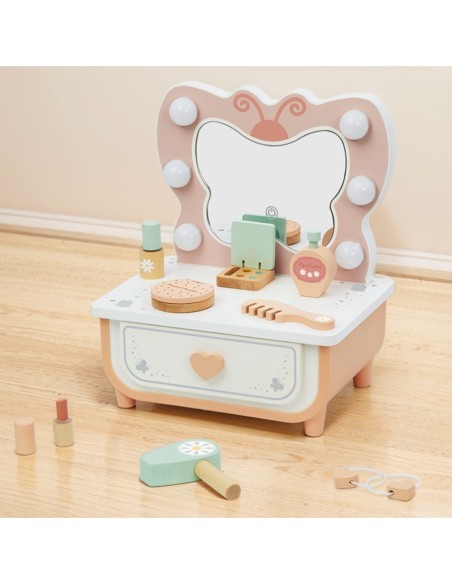 TOOKY TOY Drewniana Toaletka Akcesoria Lustro + Kosmetyki
