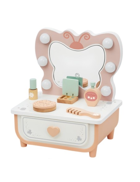 TOOKY TOY Drewniana Toaletka Akcesoria Lustro + Kosmetyki
