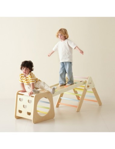 CLASSIC WORLD Drewniany Zestaw Wspinaczkowy Trójkąt Montessori 5w1 - Plac Zabaw Siłownia Indoor dla Dzieci
