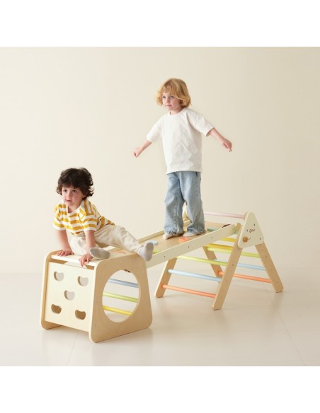 CLASSIC WORLD Drewniany Zestaw Wspinaczkowy Trójkąt Montessori 5w1 - Plac Zabaw Siłownia Indoor dla Dzieci