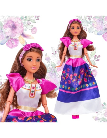 WOOPIE ROYAL Lalka Modowa Lily Tradycyjny Strój Kwietny Wzór