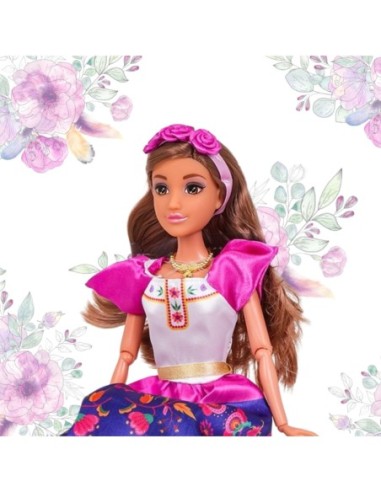 WOOPIE ROYAL Lalka Modowa Lily Tradycyjny Strój Kwietny Wzór