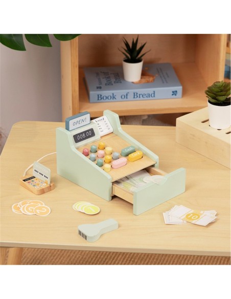 WOOPIE GREEN Drewniana Kasa Sklepowa Edukacyjna z Akcesoriami 23 el. FSC