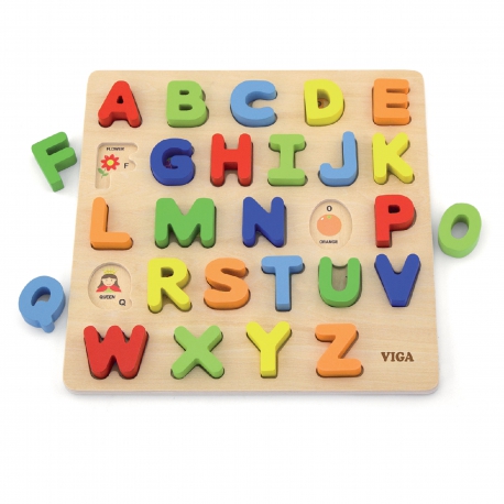 Puzzle do nauki Alfabetu Drewniana układanka Viga Toys