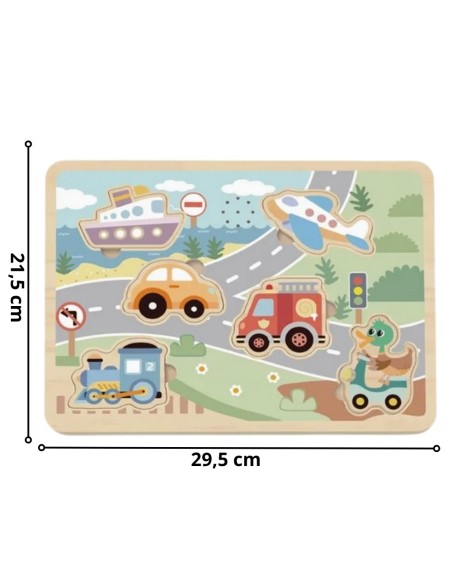 Holz-Puzzle Fahrzeuge 6-tlg. TOOKY TOY – Spielzeug 18m+