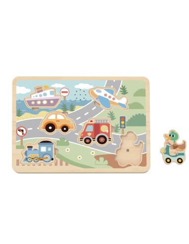TOOKY TOY Wooden Interactive Vehicle Puzzles - Fun and Learning