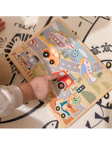 TOOKY TOY Wooden Interactive Vehicle Puzzles - Fun and Learning