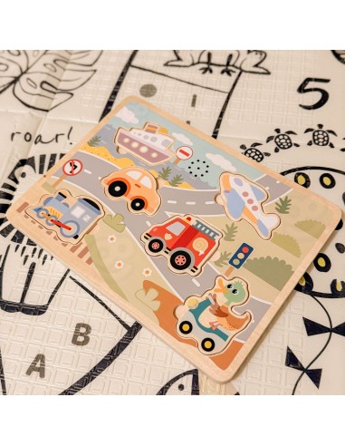 TOOKY TOY Wooden Interactive Vehicle Puzzles - Fun and Learning