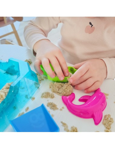 WOOPIE kinetinis smėlis 0,5 kg su staliuku ir formelėmis