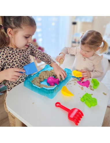 WOOPIE kinetinis smėlis 0,5 kg su staliuku ir formelėmis