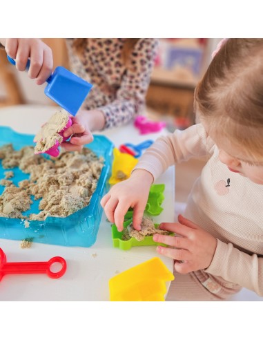 WOOPIE kinetinis smėlis 0,5 kg su staliuku ir formelėmis