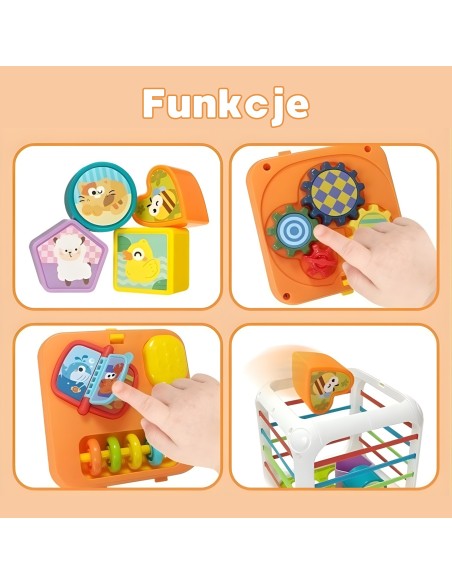 Edukacinė sensorinė kaladėlių dėžutė 4 viename Montessori – WOOPIE Baby