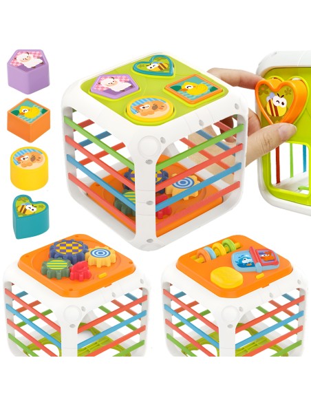 Edukacinė sensorinė kaladėlių dėžutė 4 viename Montessori – WOOPIE Baby