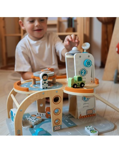 TOOKY TOY medinė kosminė automobilių stovėjimo aikštelė - kosminė stotis vaikams