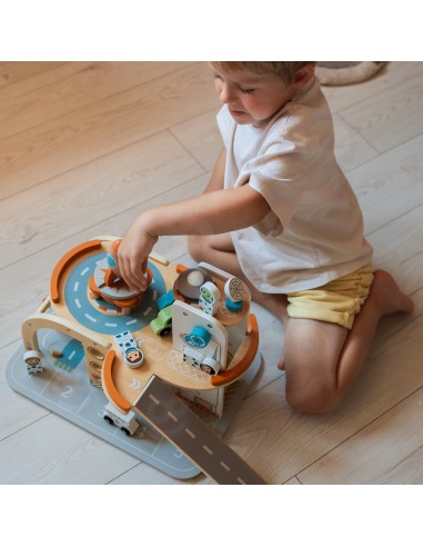 TOOKY TOY medinė kosminė automobilių stovėjimo aikštelė - kosminė stotis vaikams