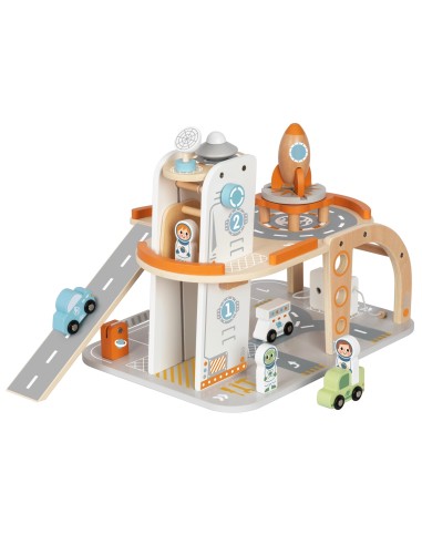 TOOKY TOY medinė kosminė automobilių stovėjimo aikštelė - kosminė stotis vaikams