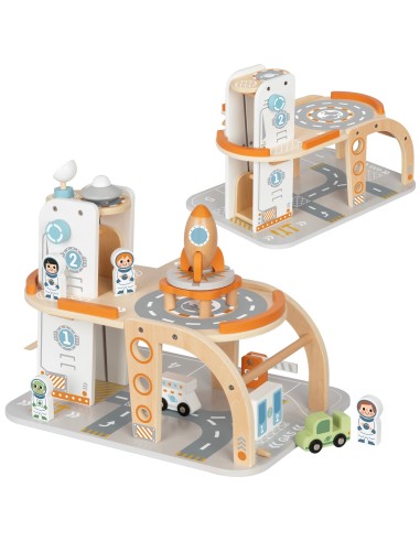 TOOKY TOY medinė kosminė automobilių stovėjimo aikštelė - kosminė stotis vaikams