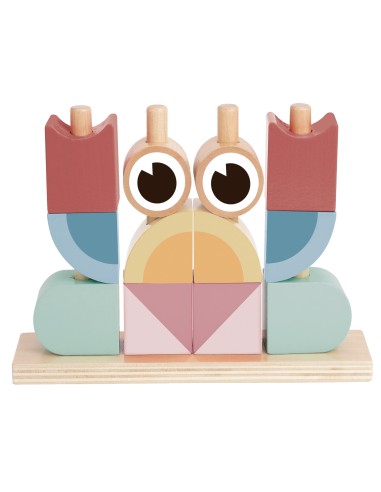 Holz-Lernspiel Montessori Krabbe Tooky Toy – Bunte Stapel aus Bausteinen