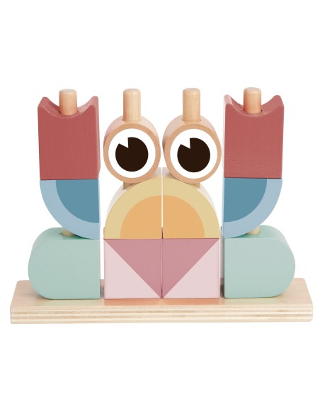 Holz-Lernspiel Montessori Krabbe Tooky Toy – Bunte Stapel aus Bausteinen