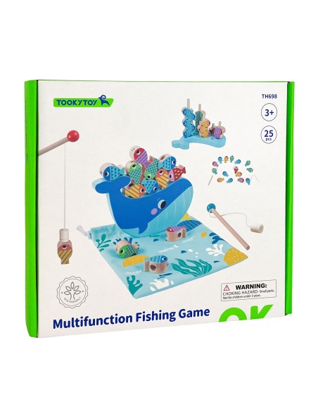 Geschicklichkeitsspiel Wal und Fische 4 in 1 TOOKY TOY – Holzspiel