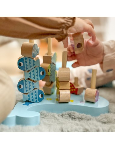 Gra Zręcznościowa Wieloryb i Rybki 4w1 TOOKY TOY - Drewniana Zabawa