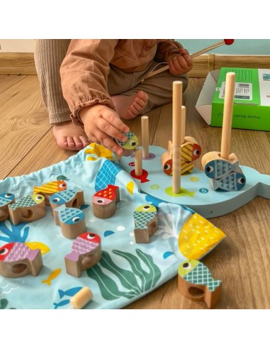 „TOOKY TOY“ 4 in 1 banginis ir žuvytės – medinis žaidimas